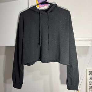 Gray Cropped Long Sleeve Hoodie size S-M